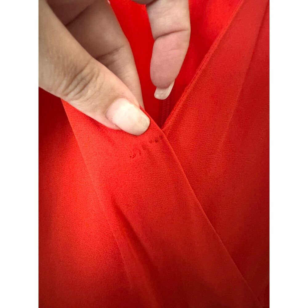 BCBGMAXAZRIA Callie Ruffled Front Slit Maxi Dress Red Sz 8 - Picture 6 of 7
